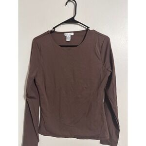 Better Together Womens Long Sleeve Crew Neck Top Brown XL SCJT126